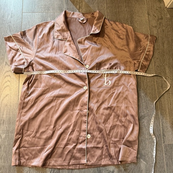 Silky "L" Monogram Pajama Set Dusty Pink - Size Small - Picture 6 of 10